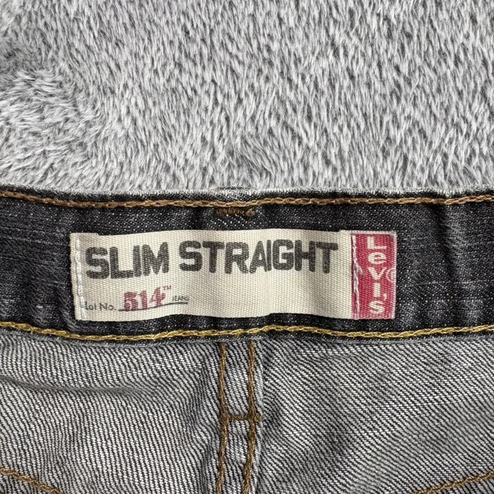 Levi's 514 Slim Straight Jeans Men 30x32 Black Good Frayed Hem Zip Fly